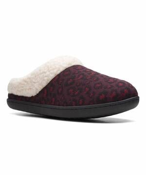 NEW CLARKS women's lenox dream knit slippers in burgundy red